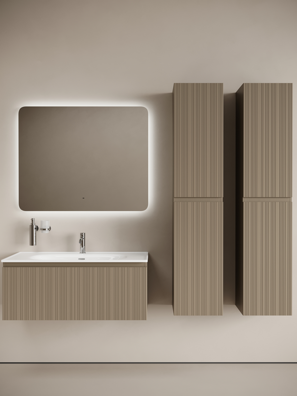 Тумба с раковиной Sancos Code 100 подвесная, серо-бежевая