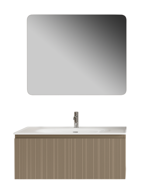 Тумба с раковиной Sancos Code 100 подвесная, серо-бежевая