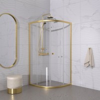 Душевой уголок Triton Альфа -Голд 90x90, профиль золото, стекло прозрачное