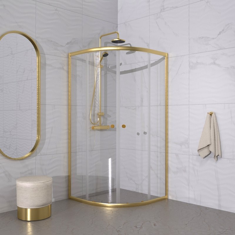 Душевой уголок Triton Альфа -Голд 90x90, профиль золото, стекло прозрачное