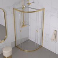 Душевой уголок Triton Альфа -Голд 90x90, профиль золото, стекло прозрачное