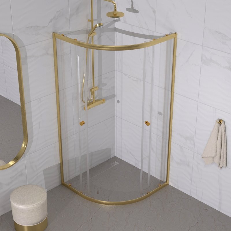 Душевой уголок Triton Альфа -Голд 90x90, профиль золото, стекло прозрачное