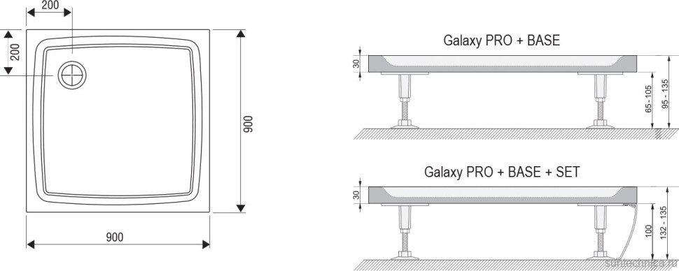 Поддон для душа Ravak Galaxy Pro Flat Perseus Pro-90