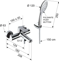 Смеситель для ванны с душем Remer Vanity V02 Смеситель для ванны с душем Remer Vanity V02