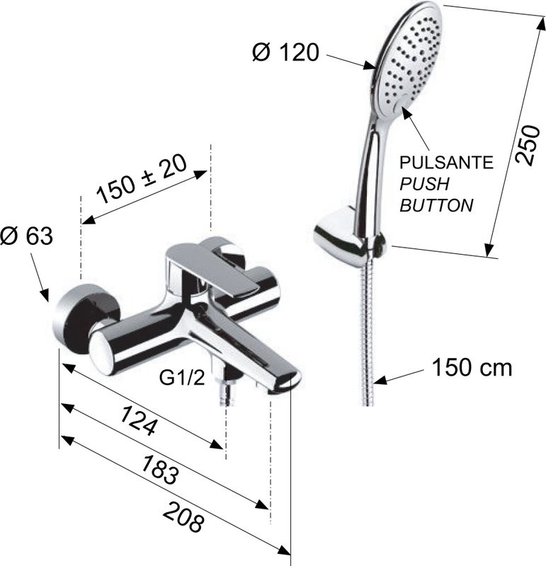 Смеситель для ванны с душем Remer Vanity V02