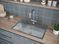 Комплект Мойка Paulmark Kroner PM217551-BS брашированная нержавеющая сталь + Измельчитель Intenso