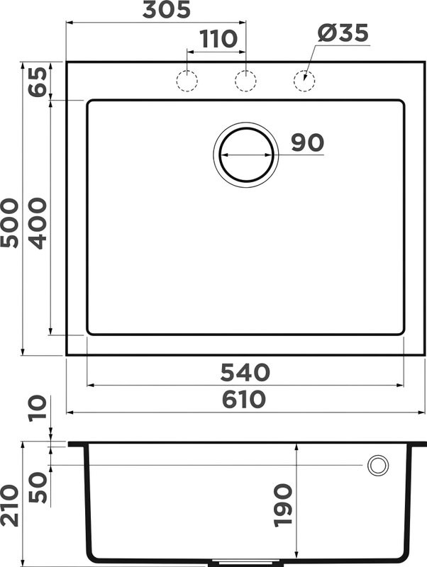 Комплект Мойка Omoikiri Bosen 61 черная + Измельчитель Nagare slim 1250