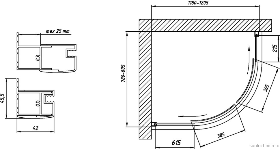 Душевой уголок Vegas Glass ZS-F Tur Novo 120*80 08 01 профиль глянцевый хром, стекло прозрачное