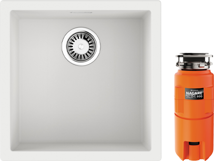 Комплект Мойка Omoikiri Yamakawa 45T-U/I-WH белая + Измельчитель Nagare slim 500