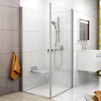 Душевой уголок Ravak Chrome CRV1-80+CRV1 Transparent, профиль сатин Душевой уголок Ravak Chrome CRV1-80+CRV1 Transparent, профиль сатин