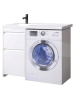 Тумба с раковиной Belux Ока Н 60-02 L напольная, 2 ящика, глянцевая белая