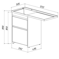Тумба с раковиной Belux Ока Н 60-02 L напольная, 2 ящика, глянцевая белая
