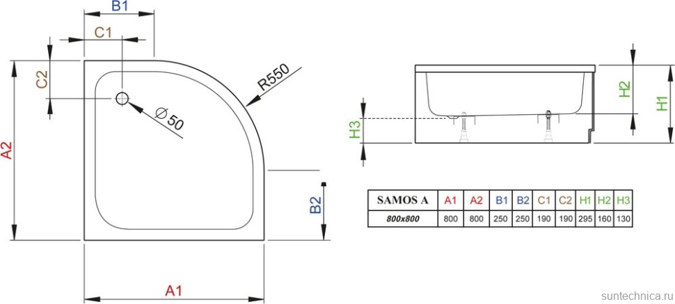 Поддон для душа Radaway Samos A800 с сифоном