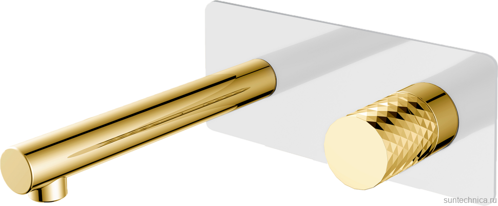 Смеситель для раковины Boheme Stick 125-WG С ВНУТРЕННЕЙ ЧАСТЬЮ, white, diamond gold