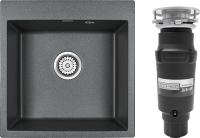 Комплект Мойка Paulmark Kante 50 PM105152-DG графит + Измельчитель Bone Crusher BC 910-SL-Slim Line