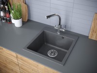 Комплект Мойка Paulmark Kante 50 PM105152-DG графит + Измельчитель Bone Crusher BC 910-SL-Slim Line