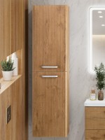 Шкаф-пенал для ванной BelBagno Due 40 подвесной, ручки белые, rovere nature