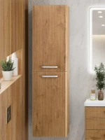 Шкаф-пенал для ванной BelBagno Due 40 подвесной, ручки белые, rovere nature
