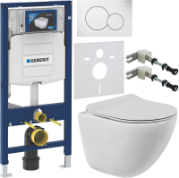 Комплект Унитаз подвесной BelBagno Amanda BB051CHR безободковый + Крышка BB2034SC с микролифтом + Инсталляция Geberit Duofix UP 320 111.300.00.5 + Кнопка Sigma 01 115.770.11.5 белая + Крепления 111.815.00.1 к стене + Звукоизоляция