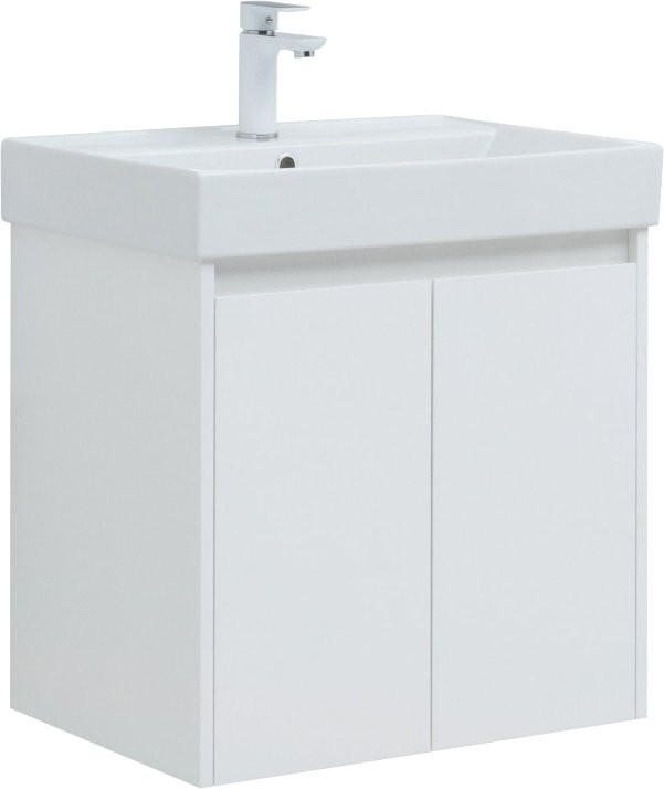 Мебель для ванной комнаты Aquanet Nova Lite 60 белый глянец, с дверками