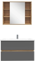 Мебель для ванной комнаты SanStar Graffa 100 дуб вотан, графит софт, раковина Миранда 100