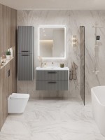 Тумба с раковиной BelBagno Due 80 ручки матовый темный никель, сатин