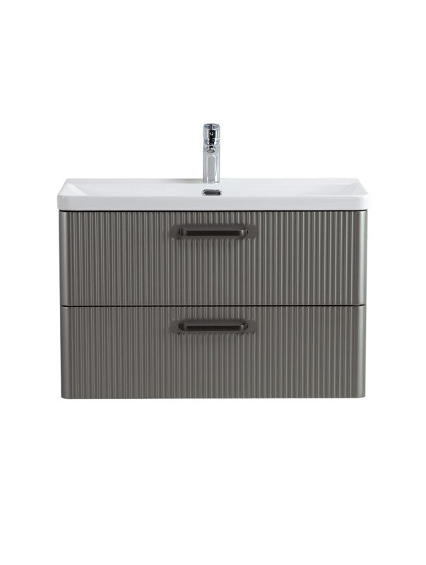 Тумба с раковиной BelBagno Due 80 ручки матовый темный никель, сатин