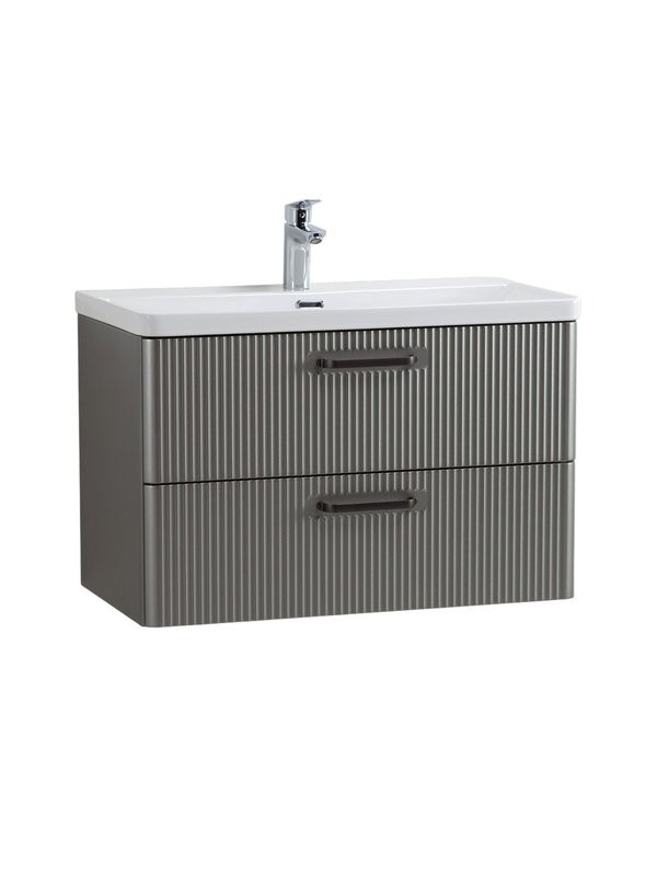 Тумба с раковиной BelBagno Due 80 ручки матовый темный никель, сатин