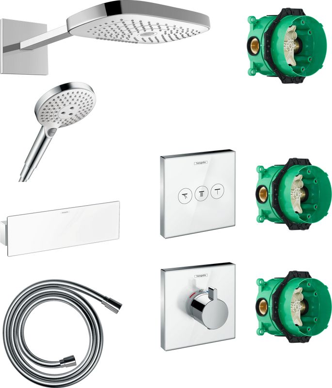 Душевой комплект Hansgrohe Raindance Select E 300 (3 jet) 26468400 + 26530400 + 28272000 + 26456400 + 15734400 + 15736400