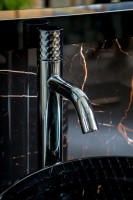 Тумба с раковиной Armadi Art Lucido 100 черная глянцевая, раковина 817-B, ножки хром