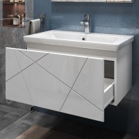 Мебель для ванной комнаты Vigo Geometry 80 подвесная, белая, раковина Como 80
