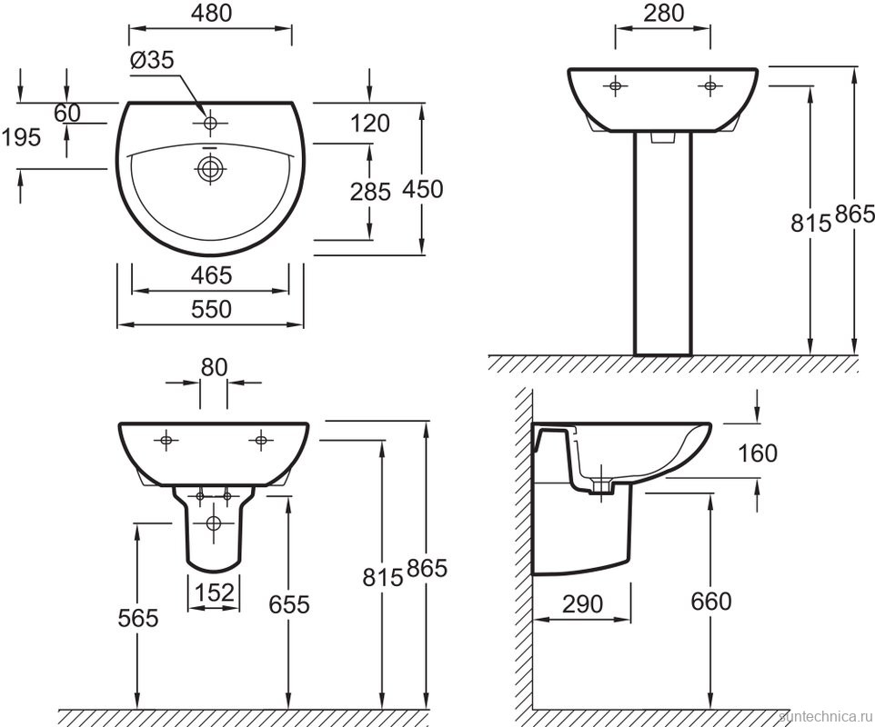 Раковина Jacob Delafon Patio E4158NG 55 см