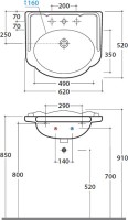 Раковина Globo Paestum PA057.BI*1 62 см