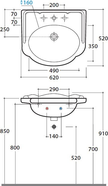 Раковина Globo Paestum PA057.BI*1 62 см