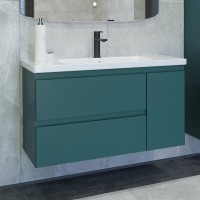 Тумба с раковиной Caprigo Forte 100 R подвесная, изумрудно-бирюзовая
