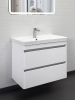 Тумба с раковиной Comforty Валдай 80П2 подвесная, матовая белая