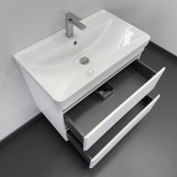 Тумба с раковиной Comforty Валдай 80П2 подвесная, матовая белая