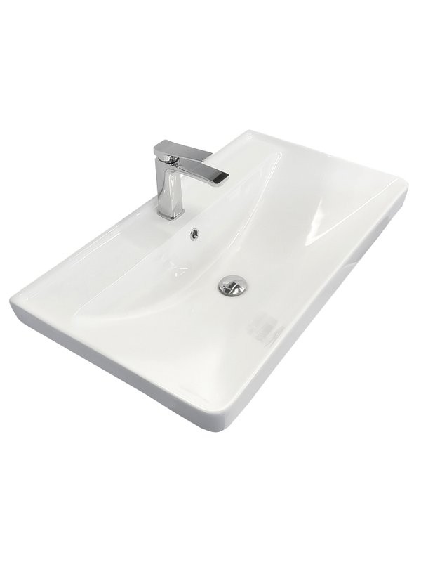 Тумба с раковиной Comforty Валдай 80П2 подвесная, матовая белая