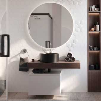 Мебель для ванной STWORKI Ольборг 100 столешница дуб карпентер, без отверстий, с тумбой 60