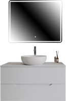 Мебель для ванной комнаты Orange Line 100 подвесная, 2 ящика, матовая белая с раковиной B07-420W