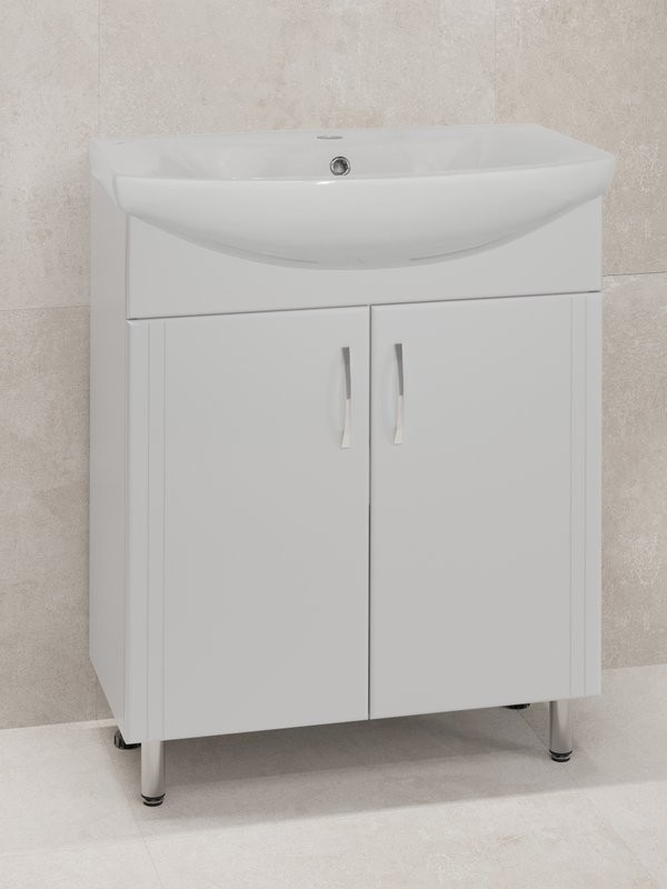 Тумба с раковиной Style Line Эко Стандарт №23 70 глянцевая белая, раковина Балтика 70