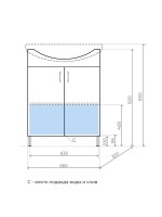 Тумба с раковиной Style Line Эко Стандарт №23 70 глянцевая белая, раковина Балтика 70