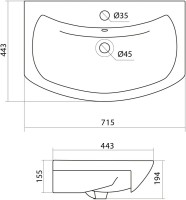 Тумба с раковиной Style Line Эко Стандарт №23 70 глянцевая белая, раковина Балтика 70
