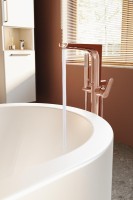 Напольный смеситель для ванны с душем VitrA Root Round A4274126EXP С ВНУТРЕННЕЙ ЧАСТЬЮ, медь