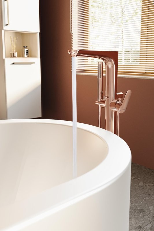 Напольный смеситель для ванны с душем VitrA Root Round A4274126EXP С ВНУТРЕННЕЙ ЧАСТЬЮ, медь