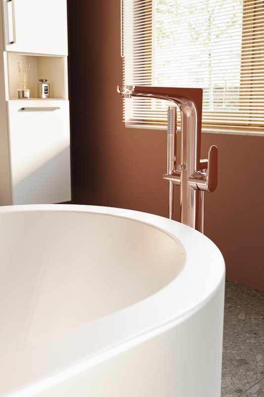 Напольный смеситель для ванны с душем VitrA Root Round A4274126EXP С ВНУТРЕННЕЙ ЧАСТЬЮ, медь