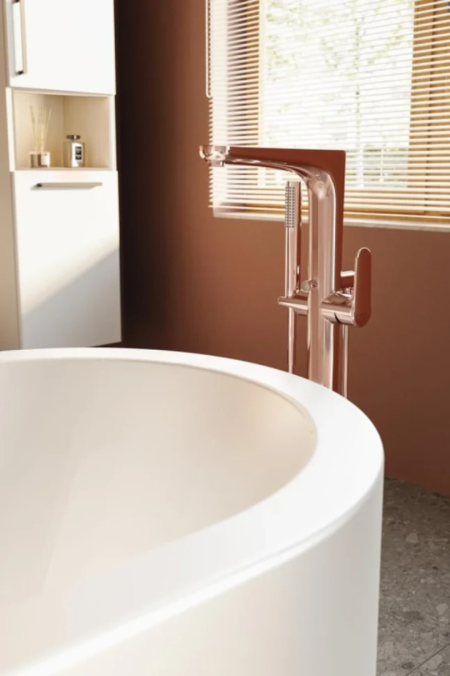 Напольный смеситель для ванны с душем VitrA Root Round A4274126EXP С ВНУТРЕННЕЙ ЧАСТЬЮ, медь