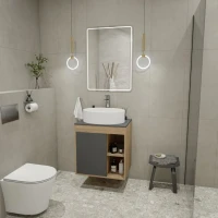Тумба с раковиной Teymi Nura 60 дуб эврика, матовый графит, раковина Lori 50