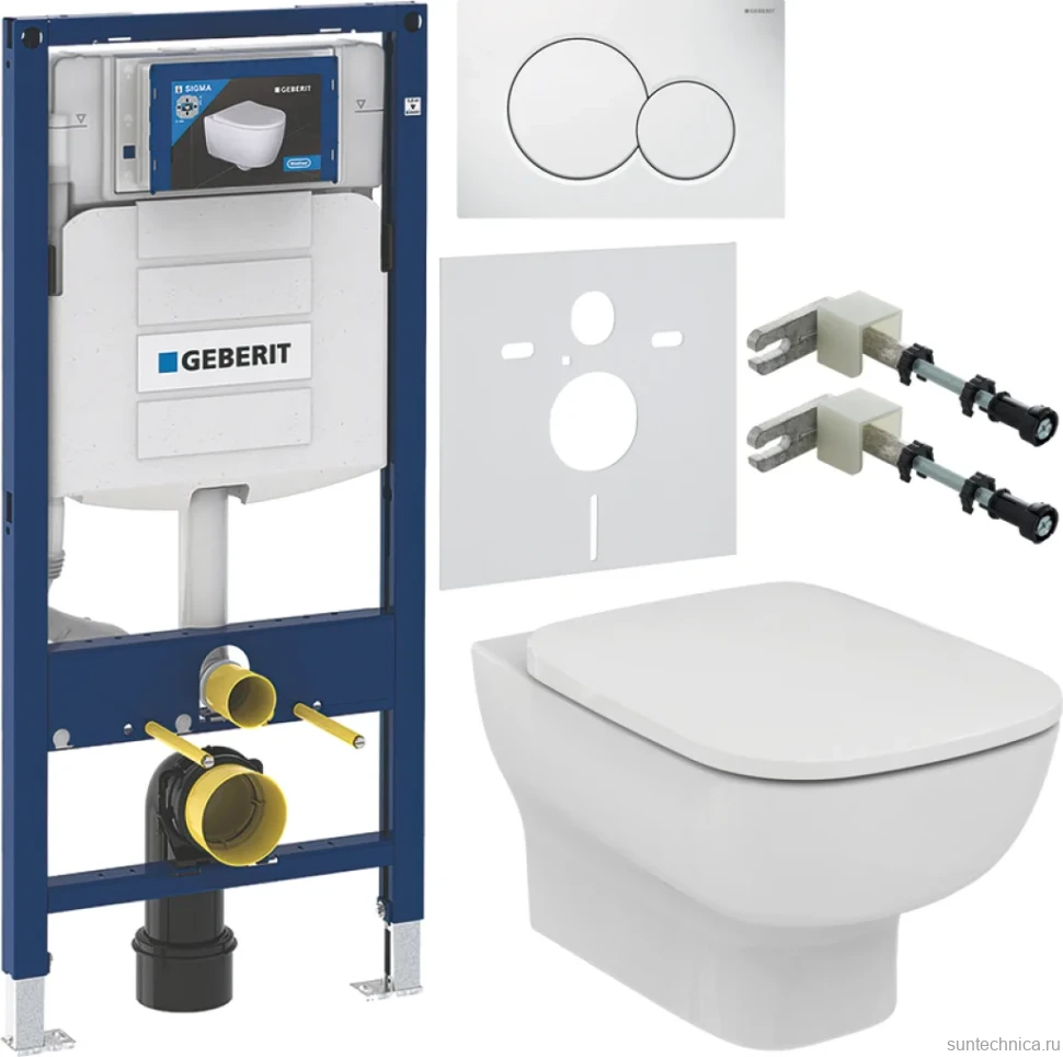 Комплект Унитаз подвесной Ideal Standard Esedra AquaBlade T386001 + Крышка T318101 с микролифтом + Инсталляция Geberit Duofix UP 320 111.300.00.5 + Кнопка Sigma 01 115.770.11.5 белая + Крепления 111.815.00.1 к стене + Звукоизоляция