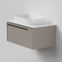 Тумба под раковину со столешницей La Fenice Elba 80 подвесная, cappuccino, бежевая матовая, столешница белый мрамор